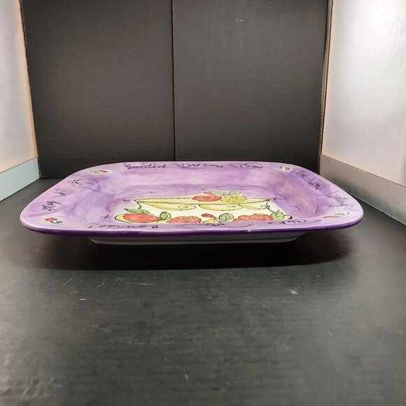 Julia Junkin Certified International Cake Plate – Hand-Painted Roses & Quote - Picture 2 of 10